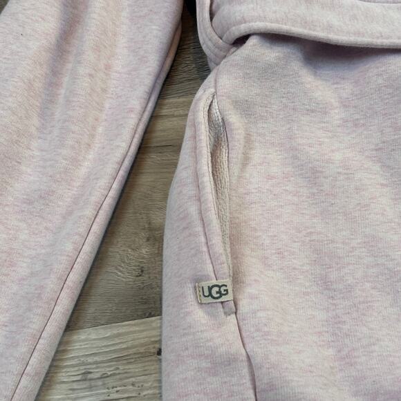 UGG Pink Cotton Fleece Robe Coat with Belted Waist Cozy Loungewear M - Picture 6 of 12